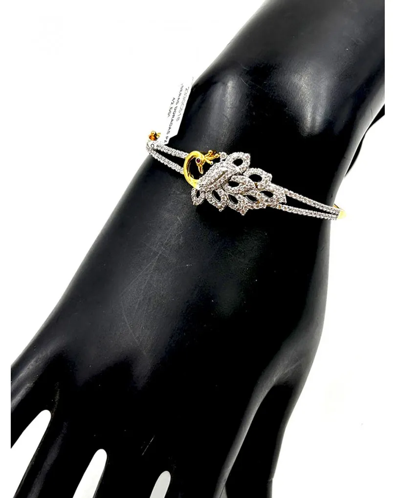 PULSERAS DORADAS ELEGANTES CON PAVO REAL DE CIRCONITAS