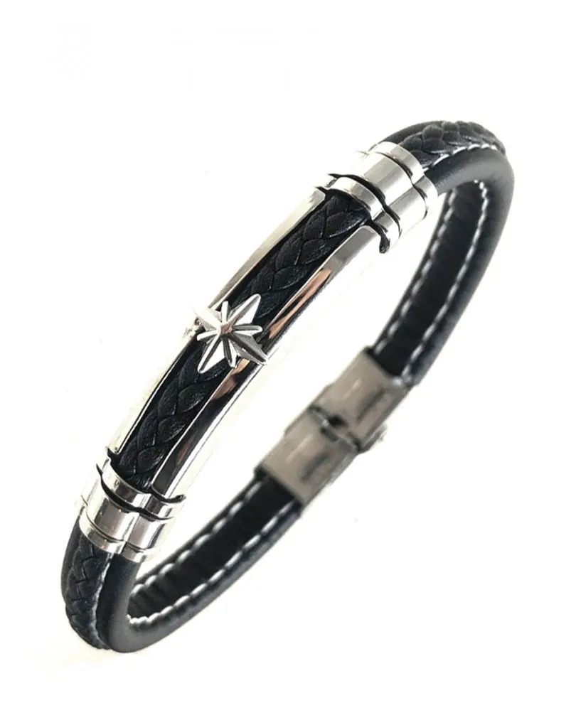 PULSERAS HOMBRE CON ESTRELLA ROSA DE LOS VIENTOS