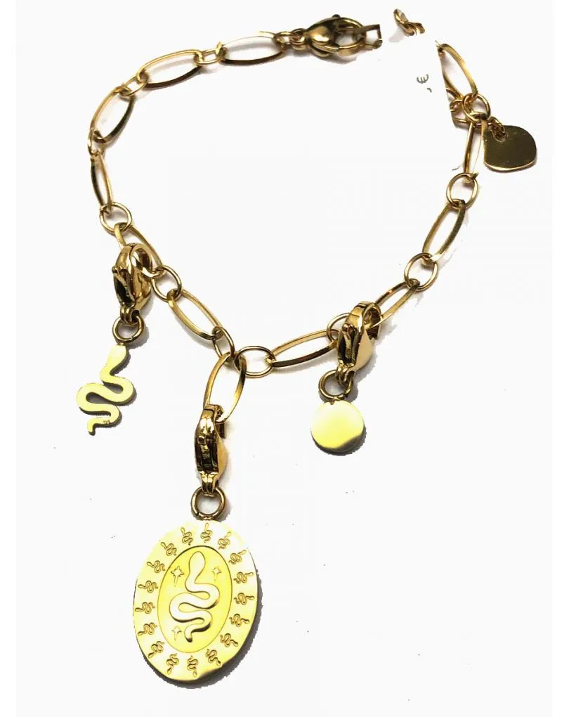 PULSERAS MUJER DE CADENA ACERO Y COISTAS COLGANDO