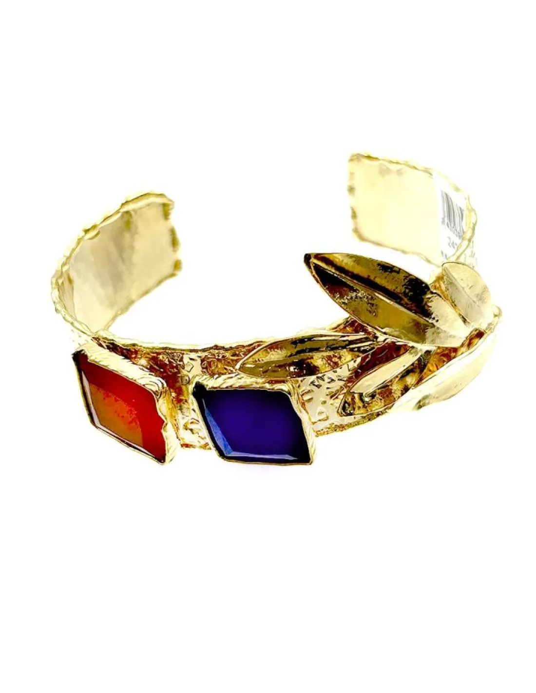 PULSERAS MUJER DORADAS Y PIEDRAS NARANJA Y AZULON