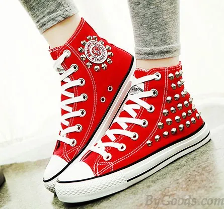 PUNK STYLE RIVET HIGHTOP CANVAS SHOES