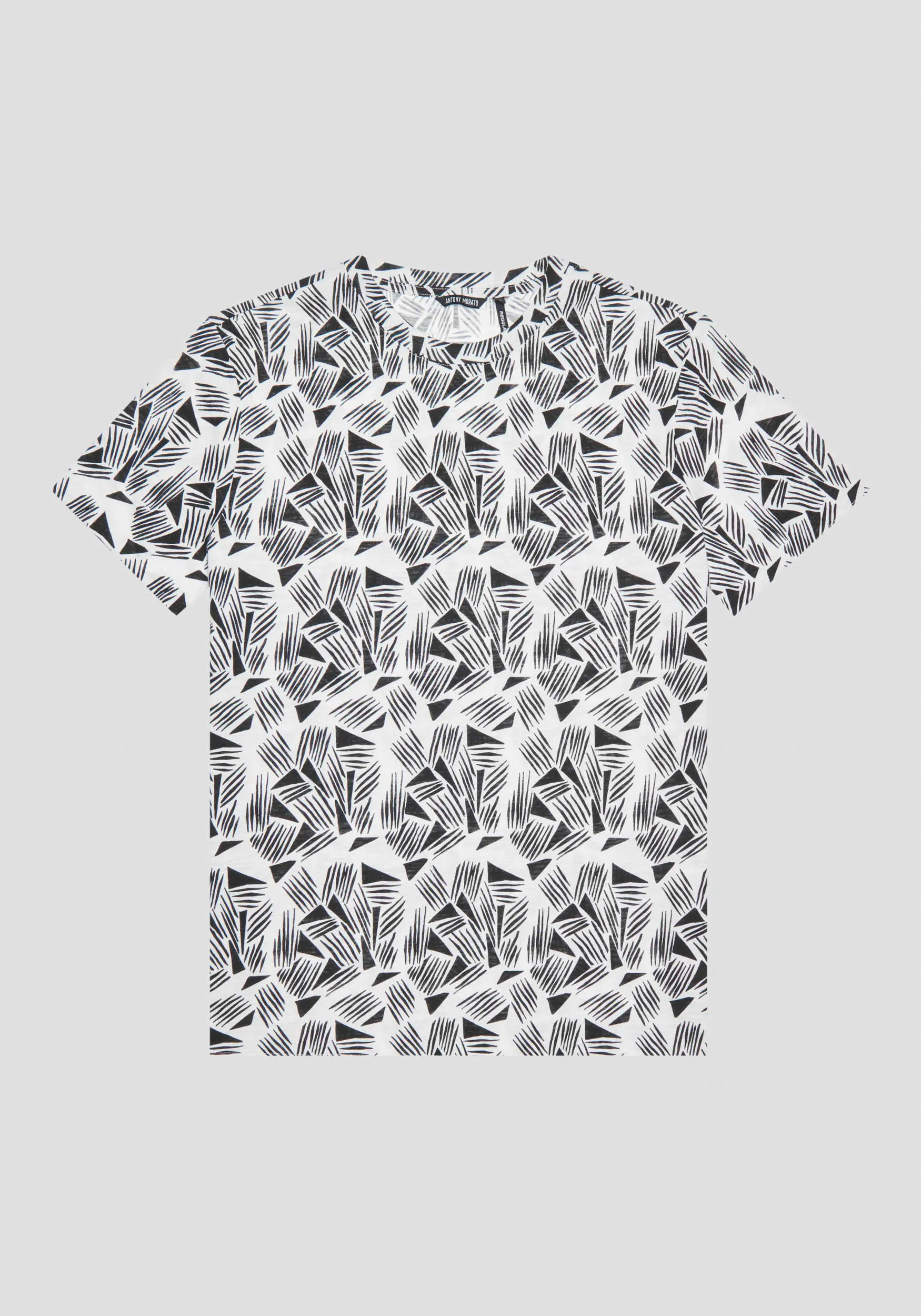 REGULAR FIT TSHIRT IN PRINTED COTTON JERSEY WITH LOGO PLAQUE