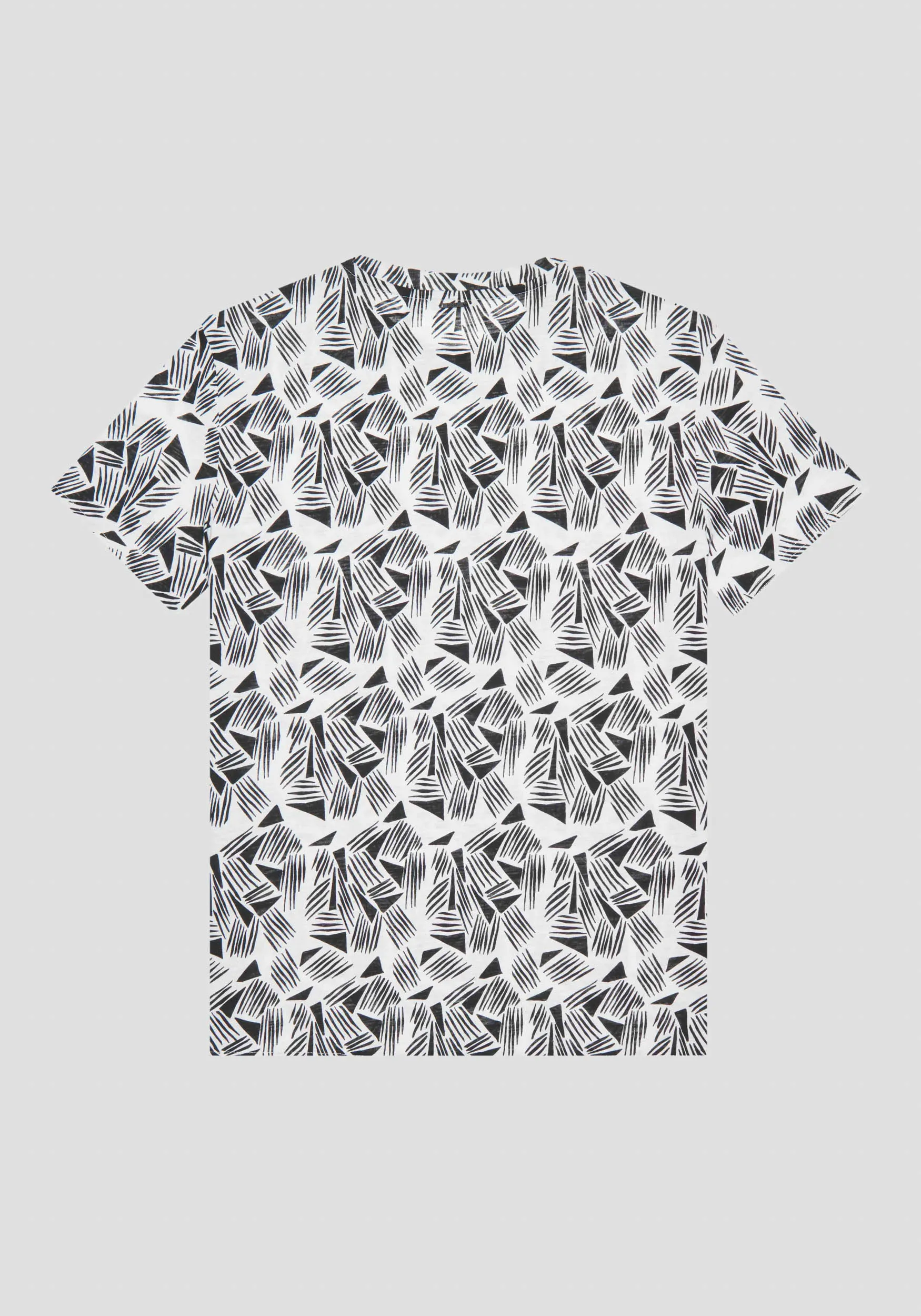 REGULAR FIT TSHIRT IN PRINTED COTTON JERSEY WITH LOGO PLAQUE