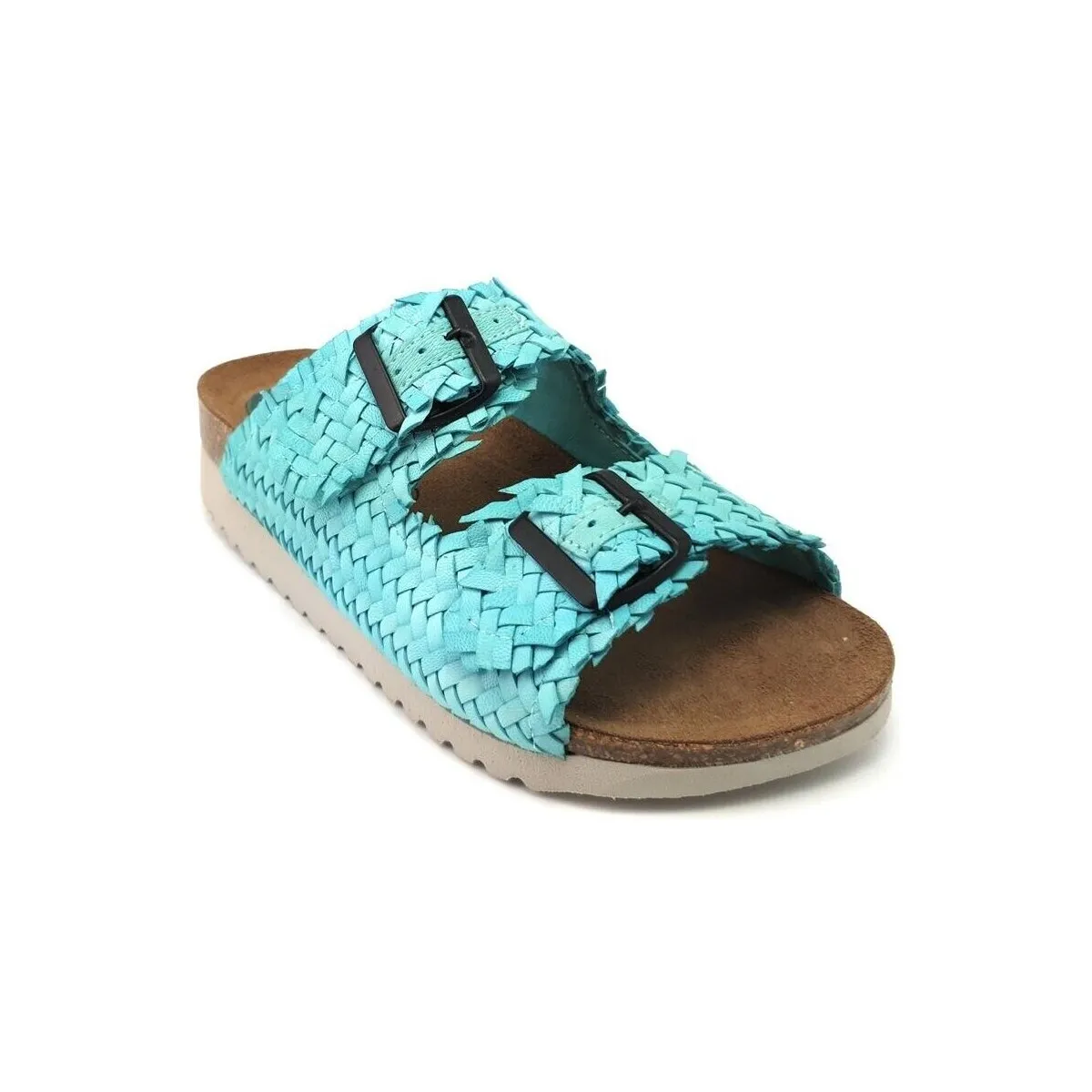 SANDALIA  7206 PIEL TRENZADA AZUL