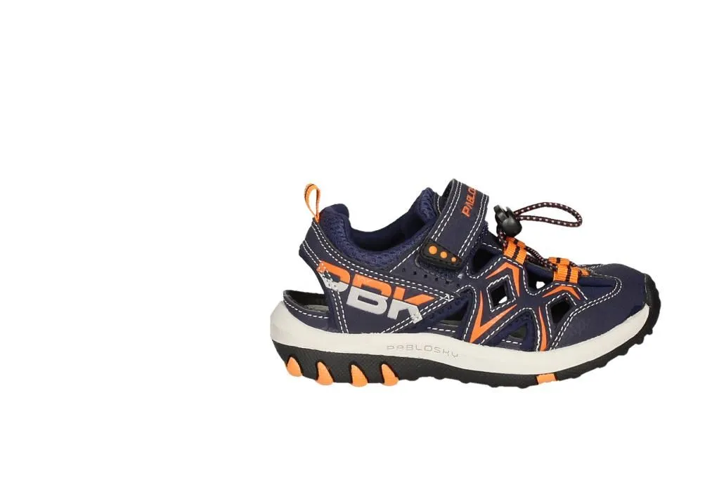 Sandalia Cubierta Velcro Azul/naranja