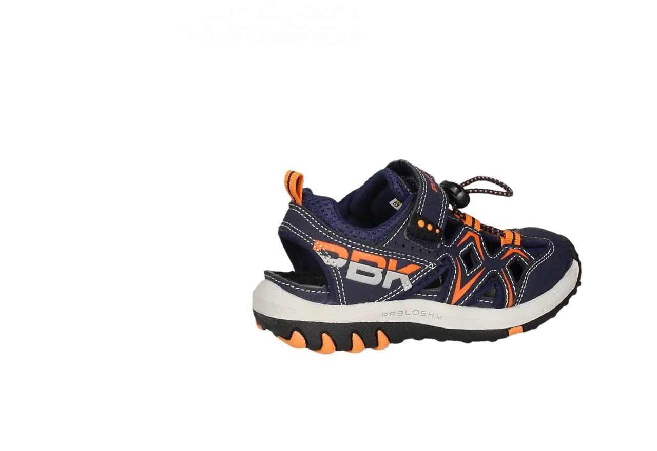 Sandalia Cubierta Velcro Azul/naranja