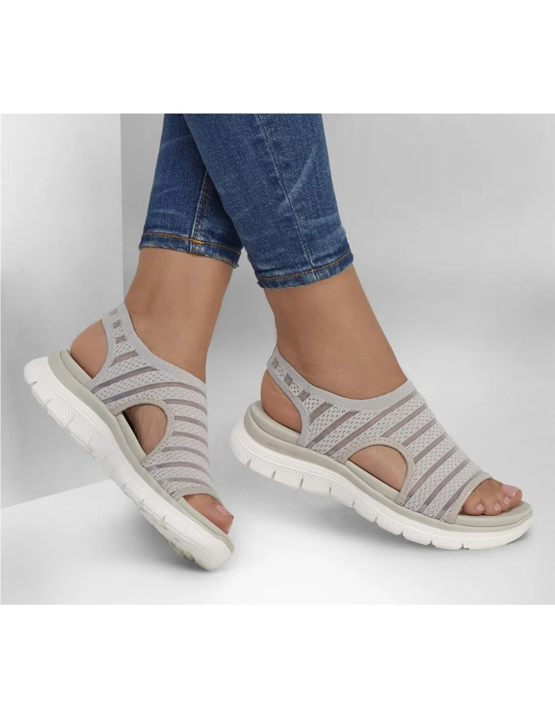 SANDALIA ELASTICA MUJER SKECHERS 119479 BEIGE