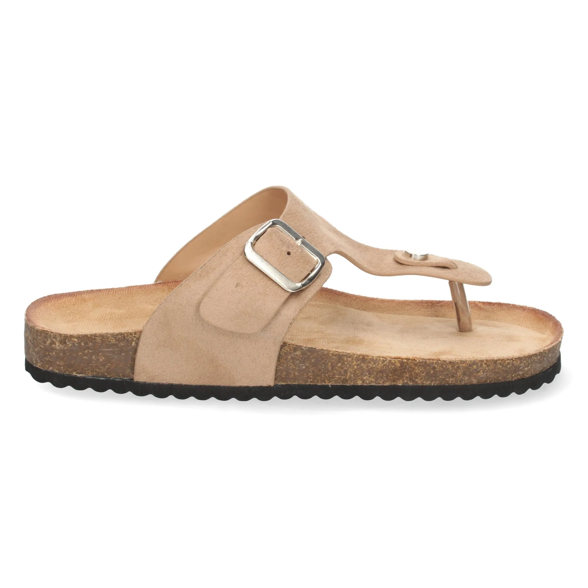 Sandalia esclava plana mujer color beige