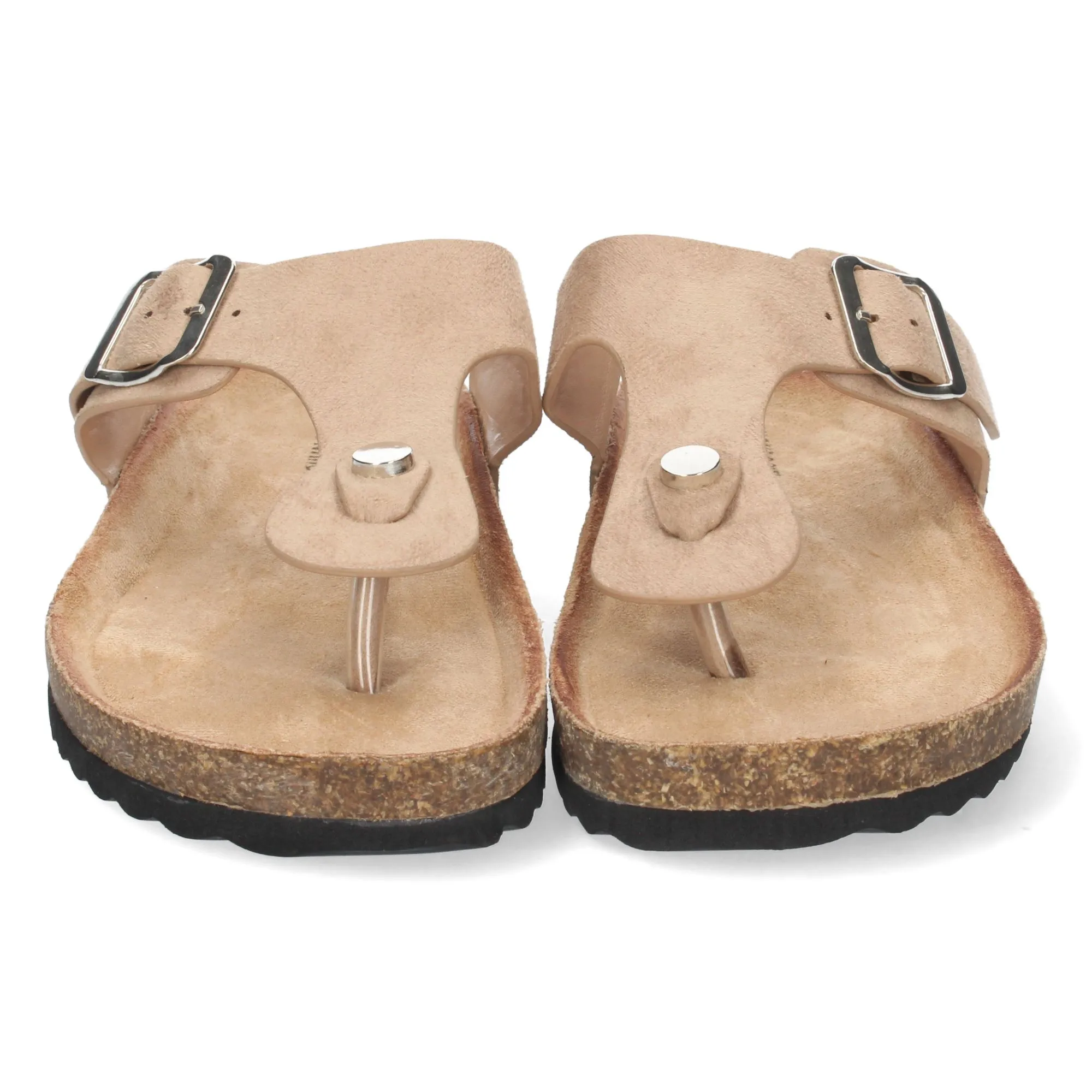 Sandalia esclava plana mujer color beige