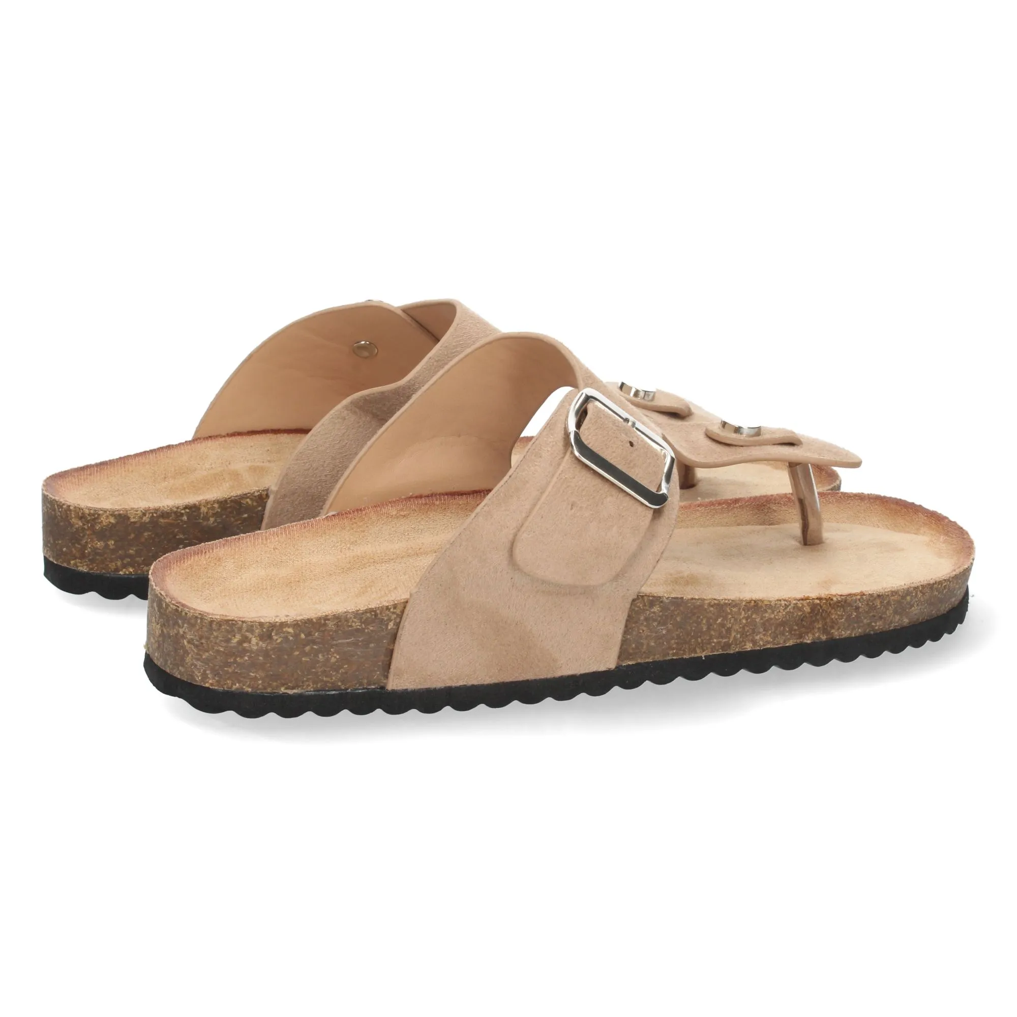 Sandalia esclava plana mujer color beige