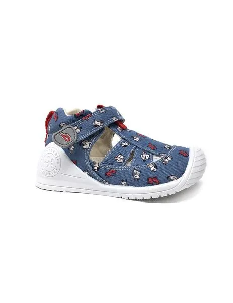 sandalia lona biomecanics azul perritos