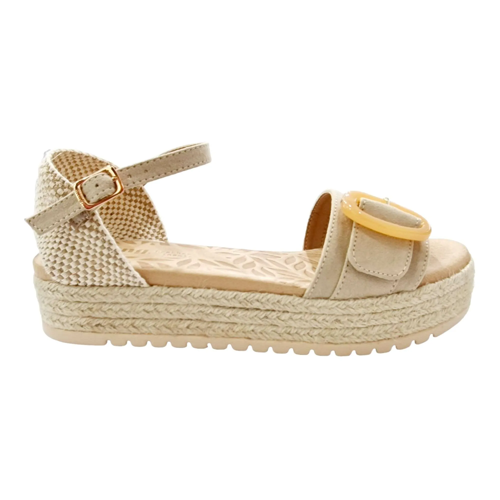 SANDALIA MUSTANG MUJER ADORNO HEBILLA BEIGE