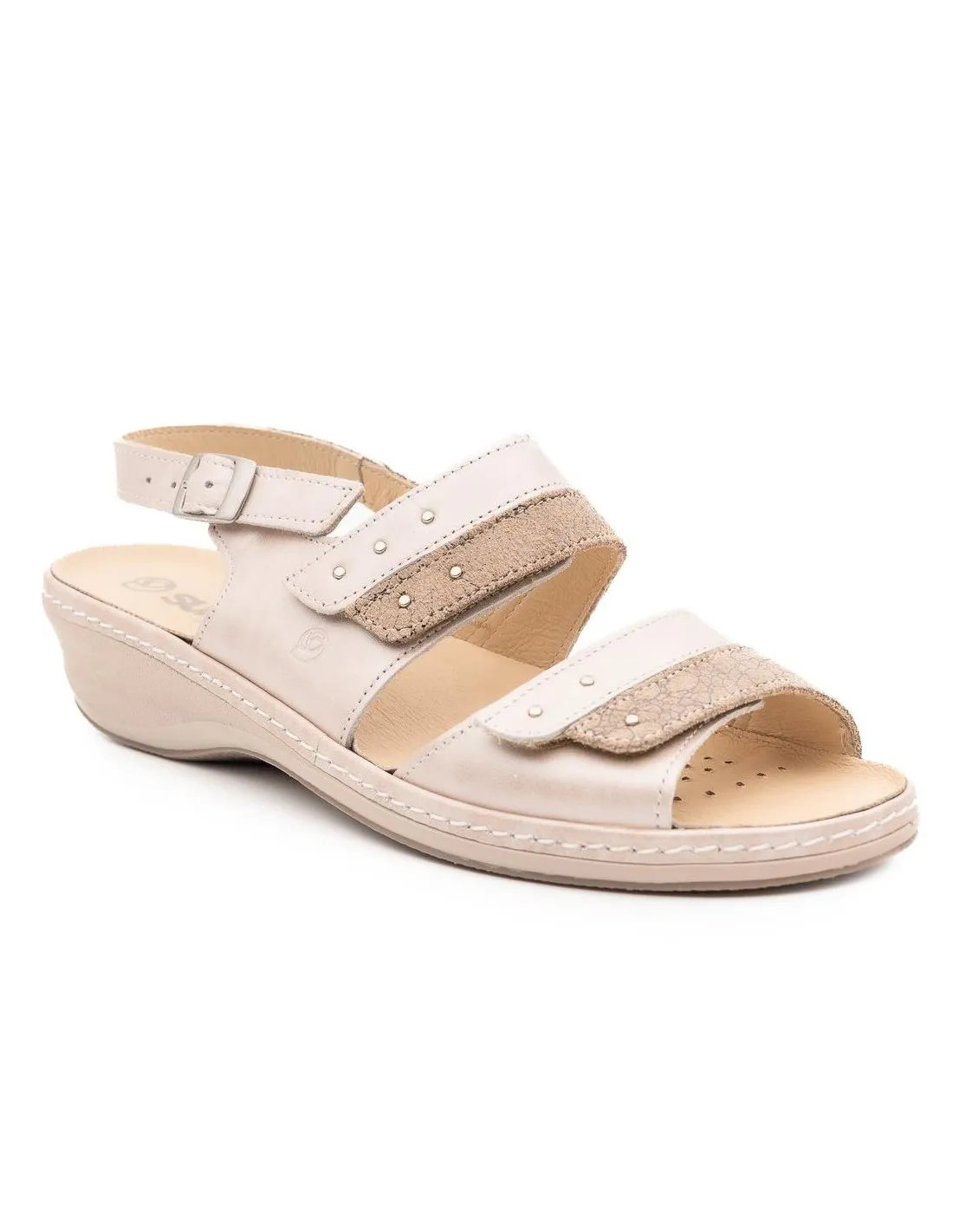 SANDALIA VELCRO MUJER SUAVE 3034 BEIGE