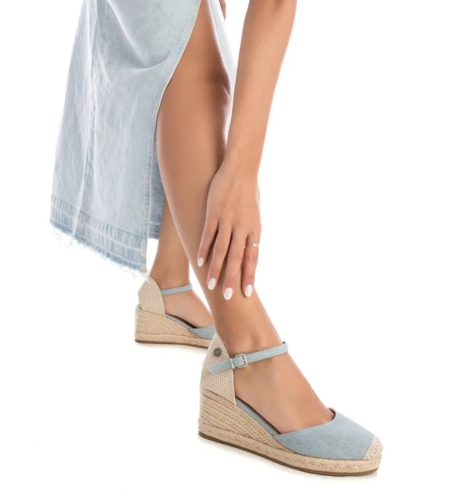 SANDALIAS 171599 AZUL ALTURA CUñA 8CM