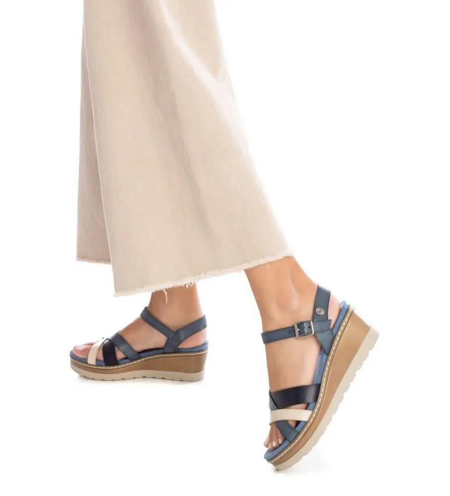 SANDALIAS 171785 AZUL ALTURA CUñA 6CM