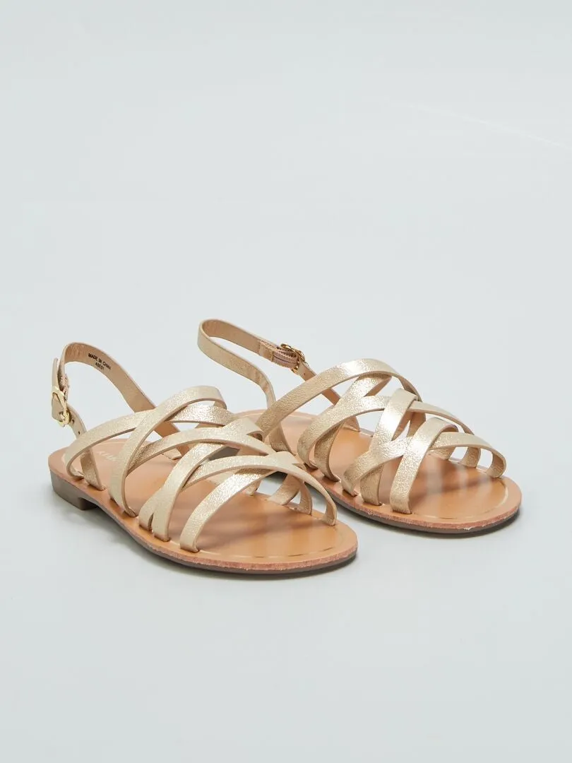 SANDALIAS CON TIRAS  AMARILLO