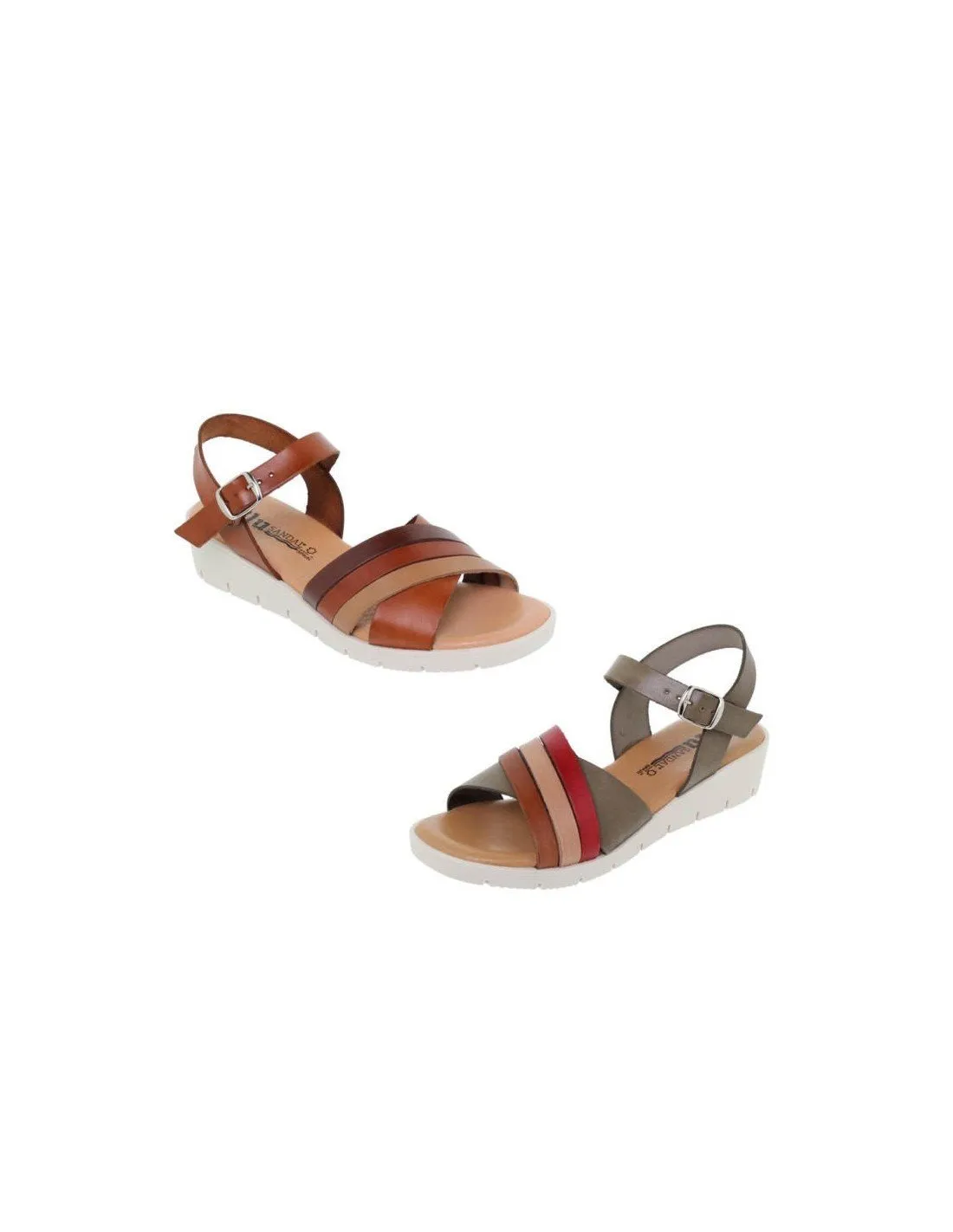 Sandalias cuña cómodas piel