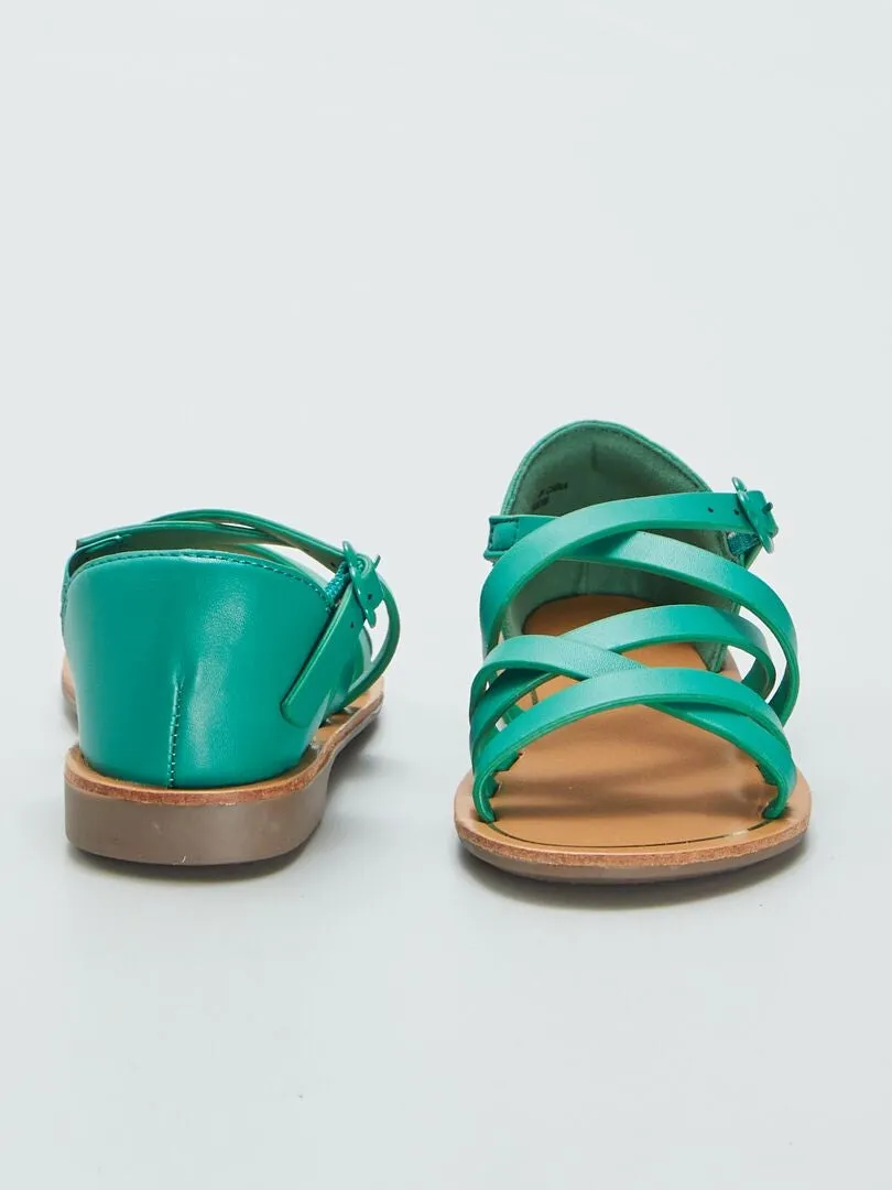 SANDALIAS LISAS CON TIRAS CRUZADAS  VERDE