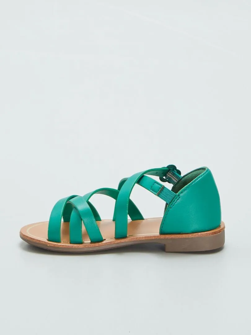 SANDALIAS LISAS CON TIRAS CRUZADAS  VERDE