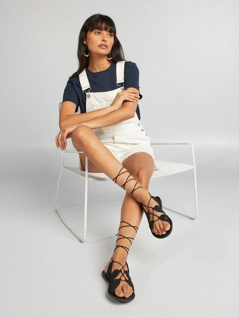 SANDALIAS PLANAS CON CORDONES  NEGRO