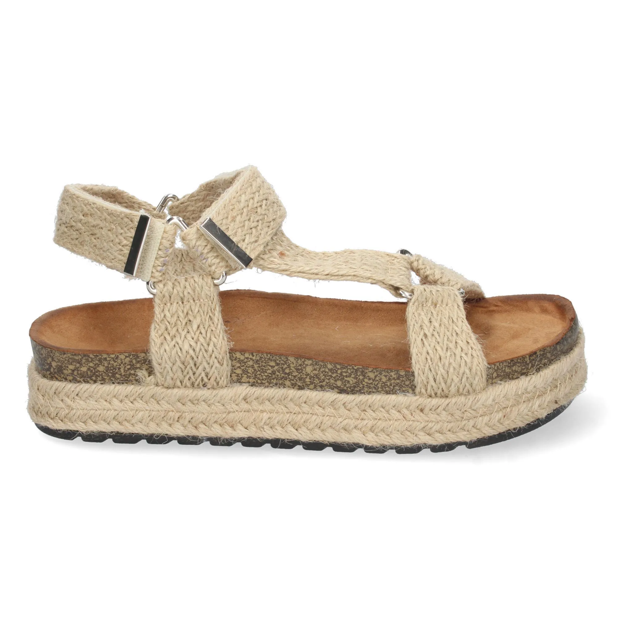Sandalias planas mujer color beige