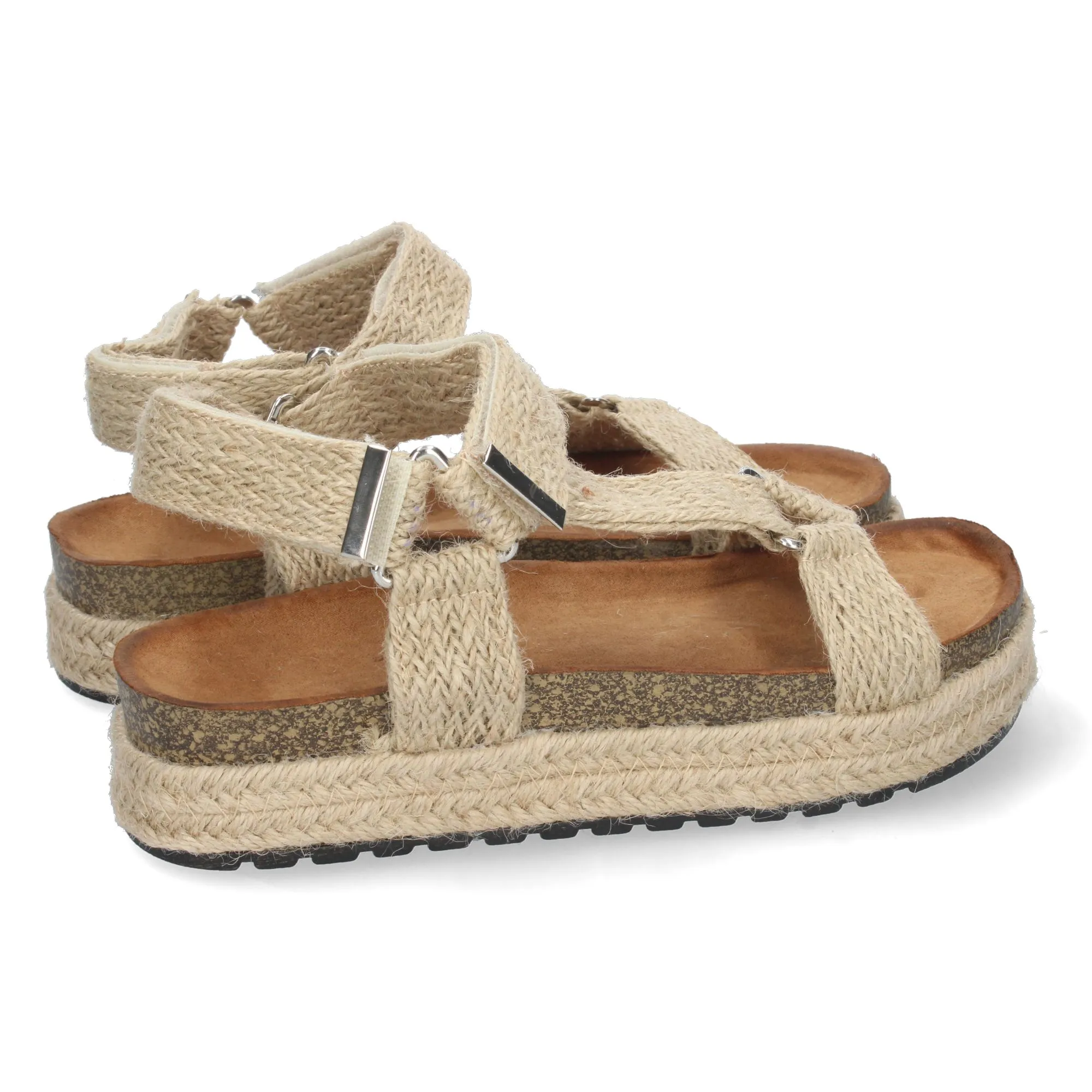 Sandalias planas mujer color beige