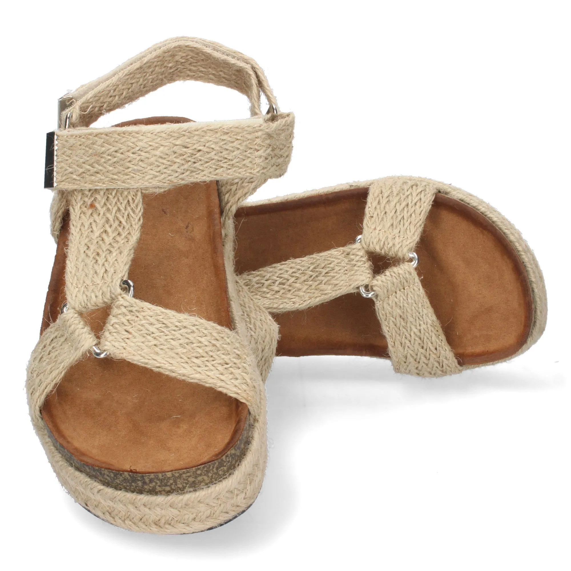 Sandalias planas mujer color beige