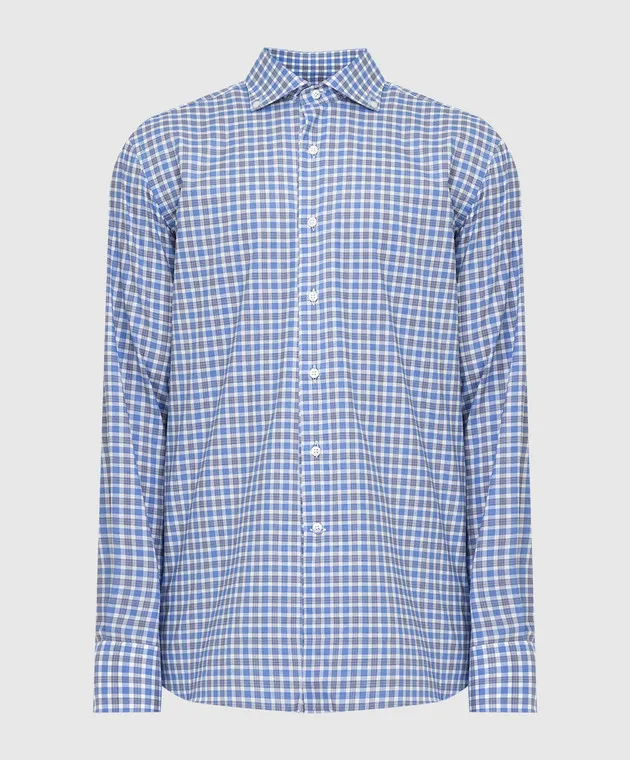Stefano Ricci Light blue checked shirt