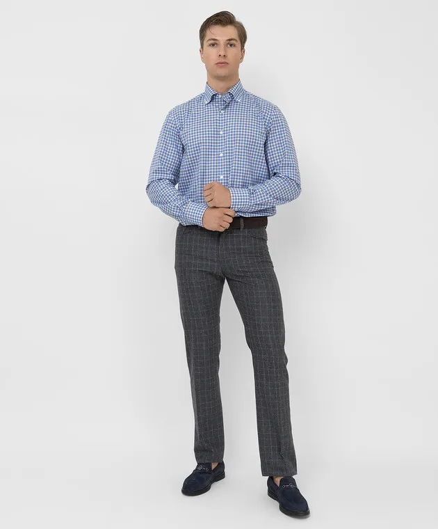 Stefano Ricci Light blue checked shirt