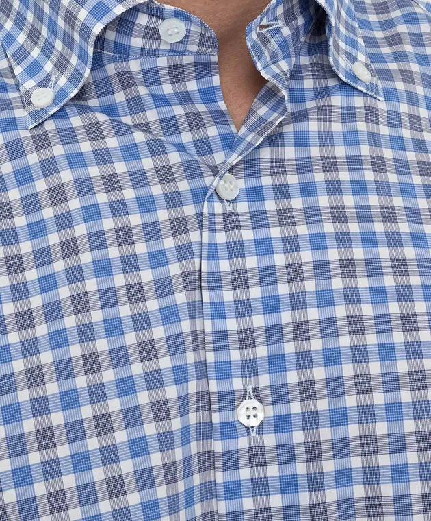 Stefano Ricci Light blue checked shirt