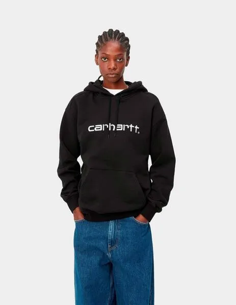 SUDADERA W' HOODED CARHARTT  BLACK / WHITE