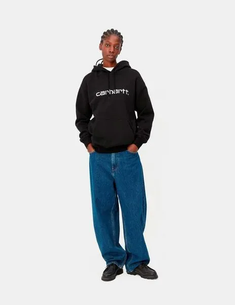 SUDADERA W' HOODED CARHARTT  BLACK / WHITE