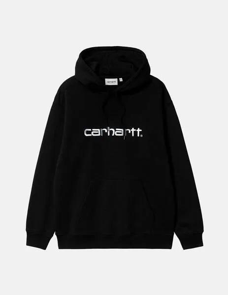 SUDADERA W' HOODED CARHARTT  BLACK / WHITE