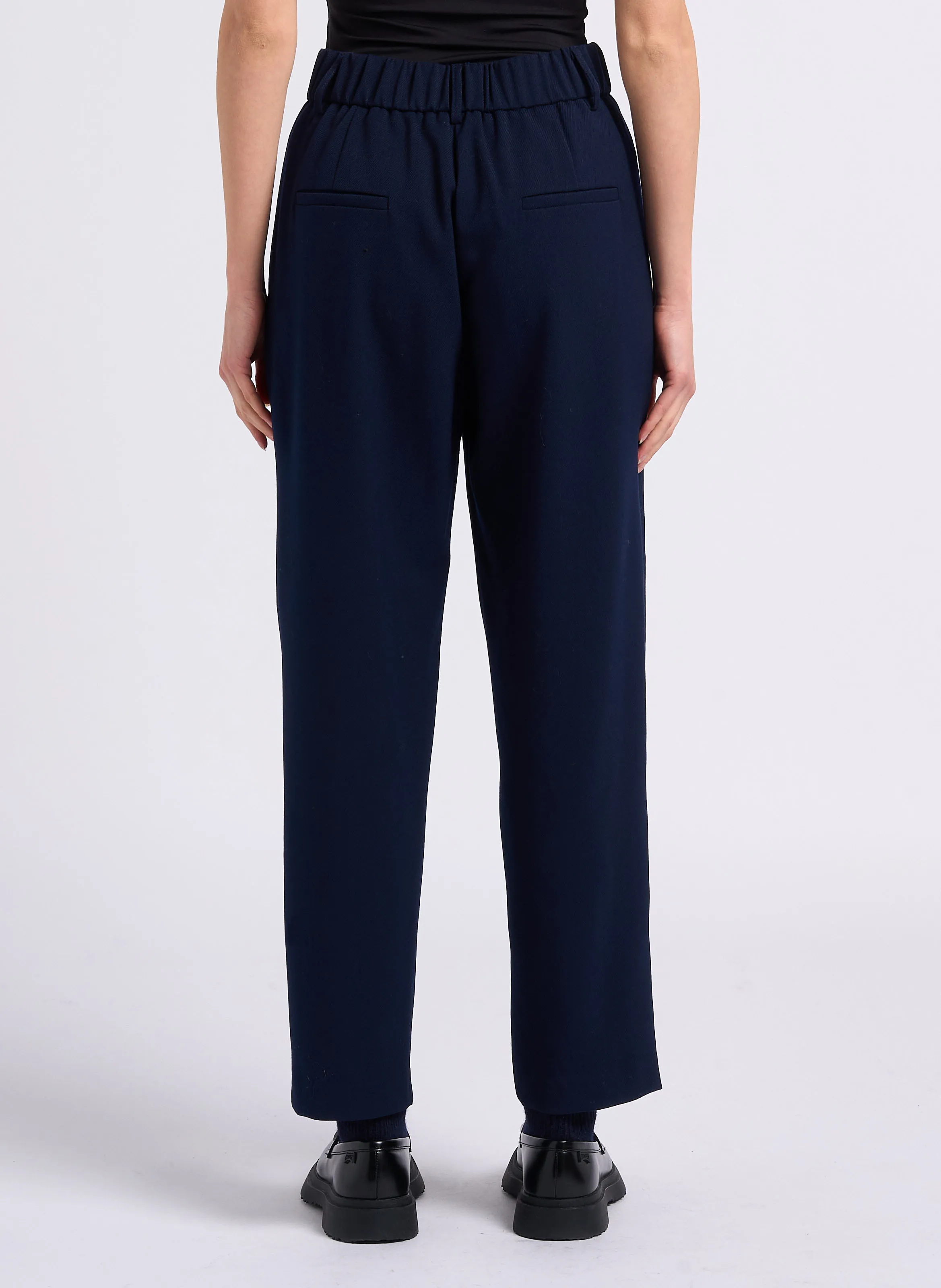 SUNCOO JALIL  PANTALóN DE TALLE ALTO CON PINZAS EN AZUL