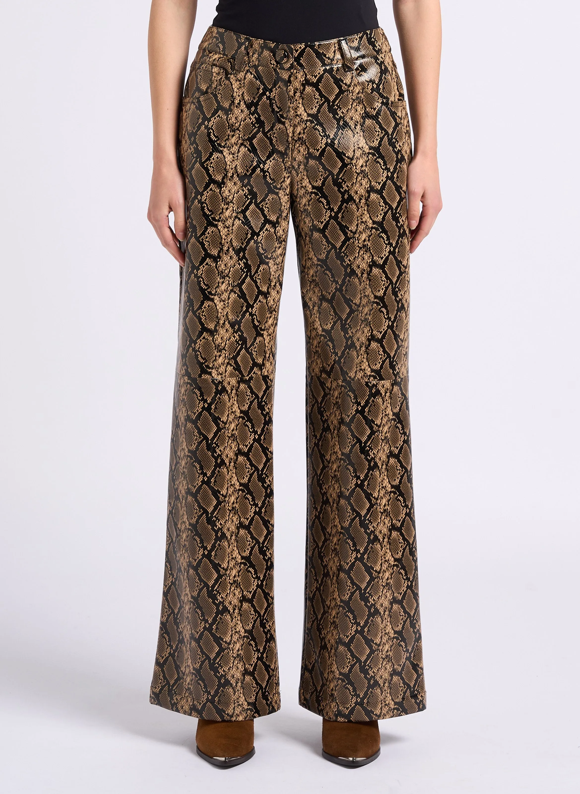 SUNCOO JIMMY  PANTALóN ACAMPANADO ESTAMPADO EN MARRON