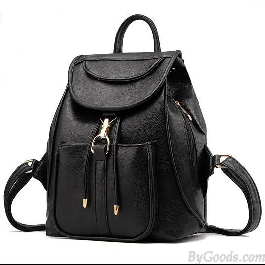 Sweet Pink Black Travel Backpack Side Zipper High School Backpack
