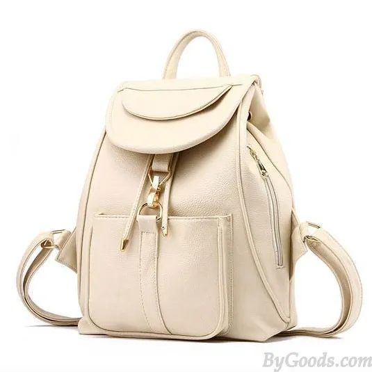 Sweet Pink Black Travel Backpack Side Zipper High School Backpack