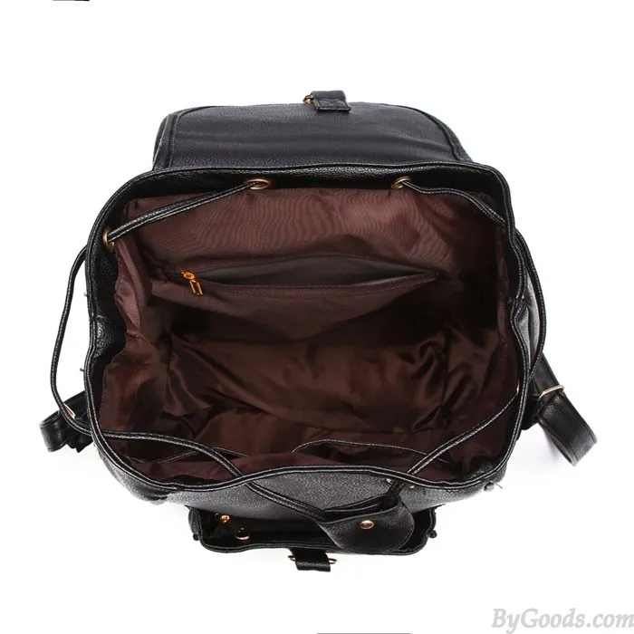 Sweet Pink Black Travel Backpack Side Zipper High School Backpack