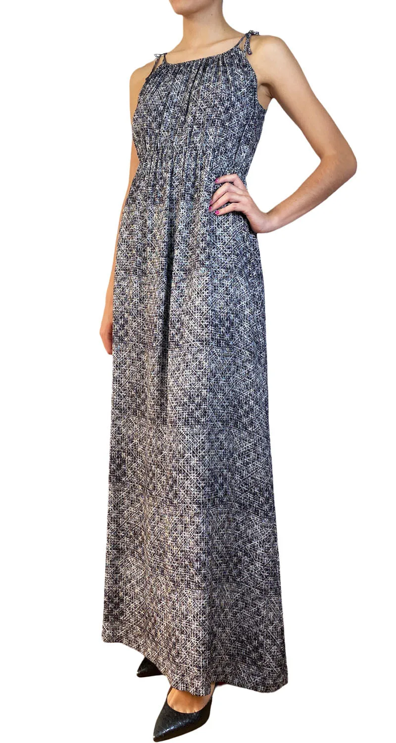 THEORY Vestido Seda Lineas Blancas
