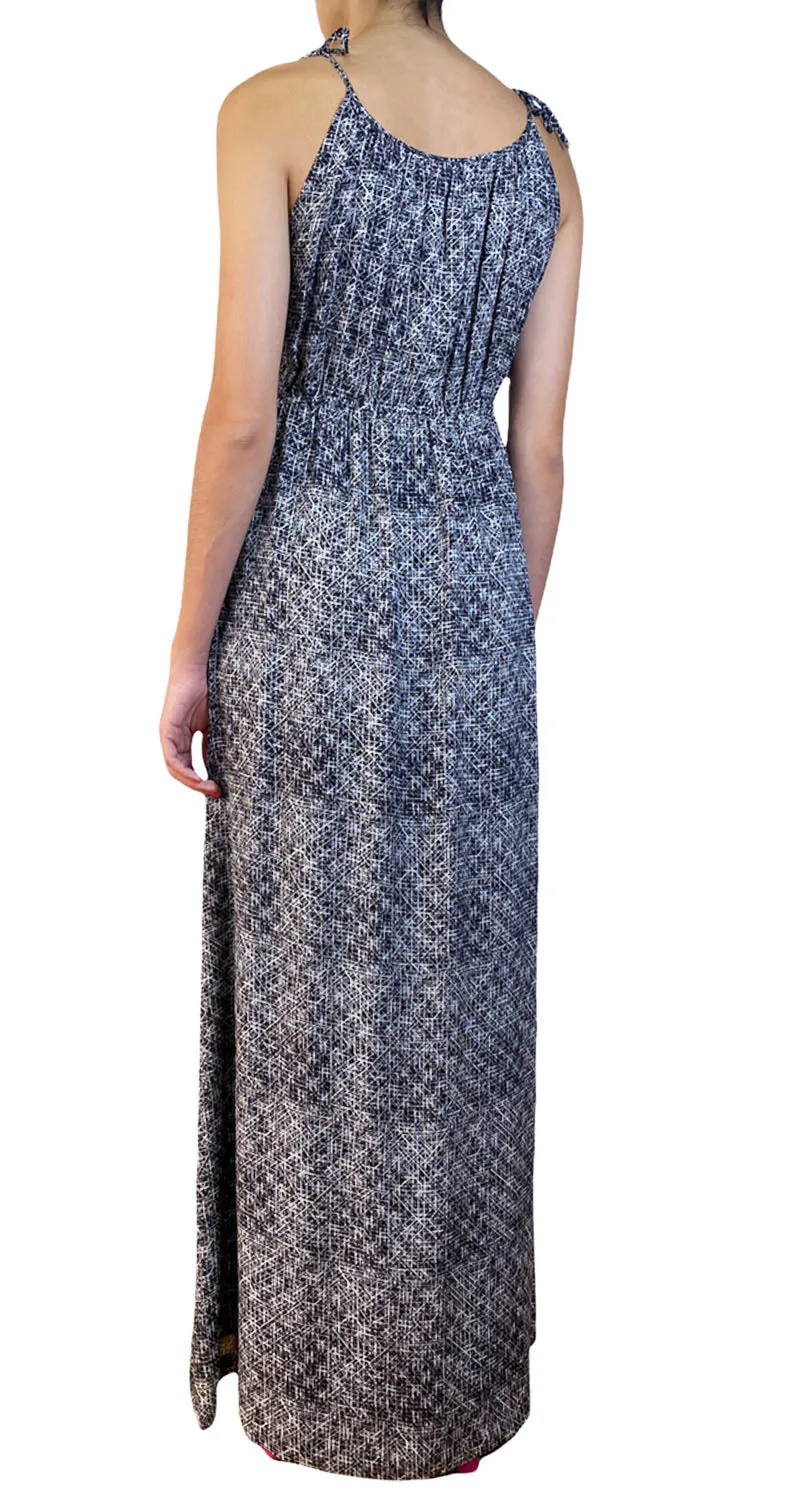 THEORY Vestido Seda Lineas Blancas