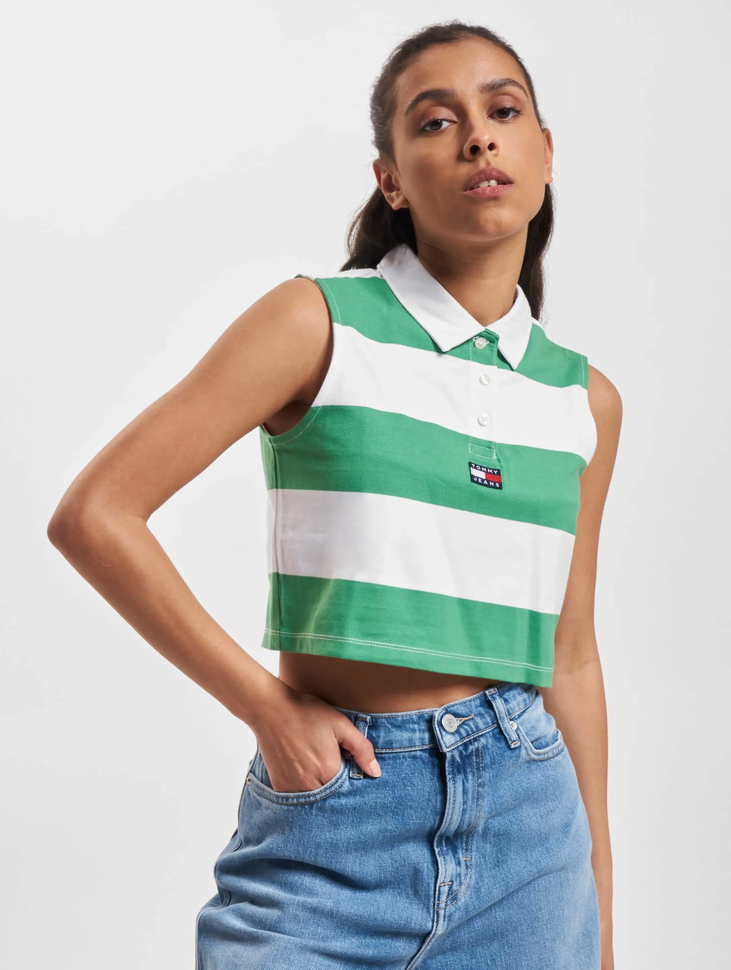 Tommy Jeans Tommy Jeans Badge Stripe Sl Polo Crop Top