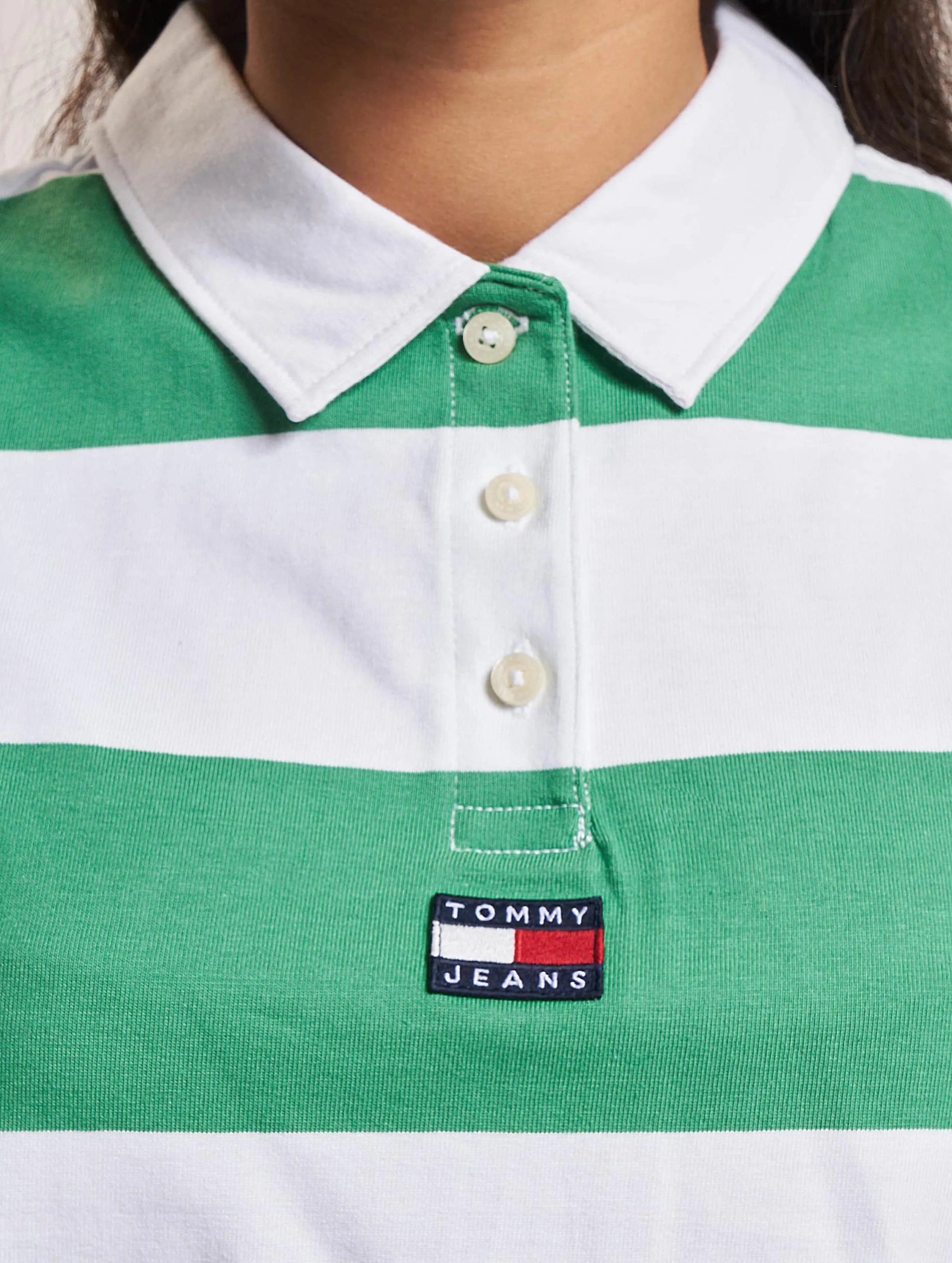 Tommy Jeans Tommy Jeans Badge Stripe Sl Polo Crop Top