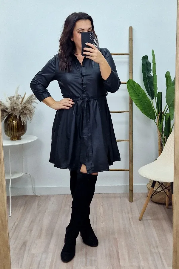 Vestido Camisero Polipiel