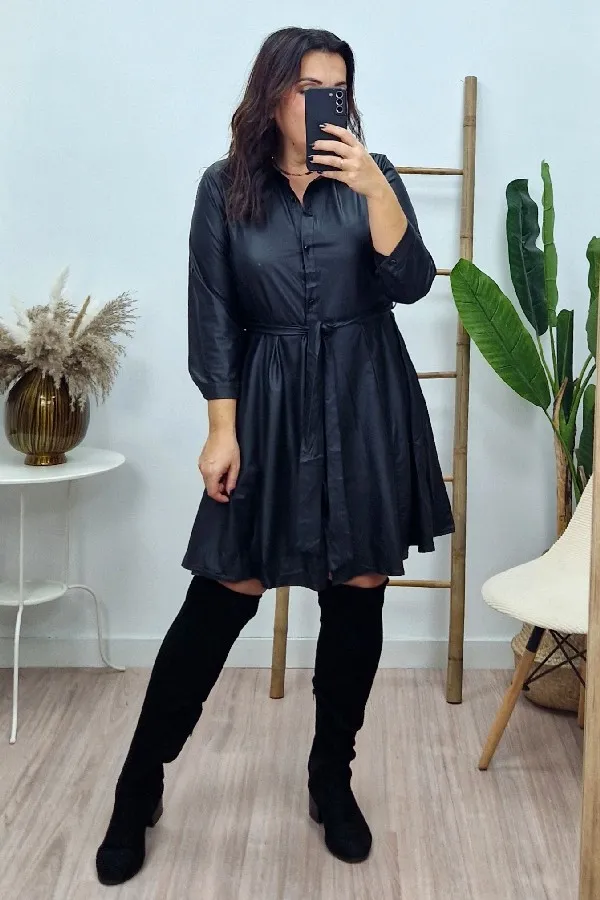 Vestido Camisero Polipiel