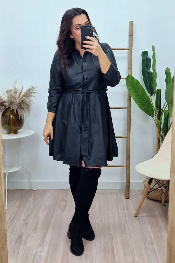 Vestido Camisero Polipiel