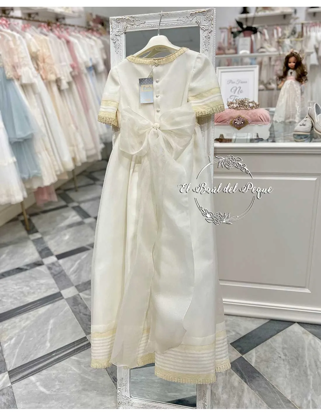 Vestido Comunión Niña Crudo con Beige Marla