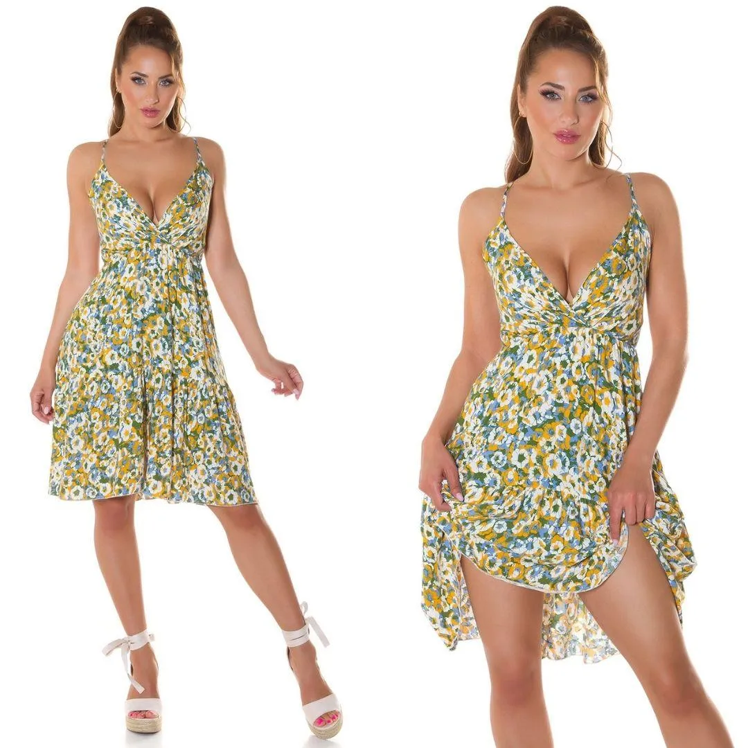 Vestido de moda patrón floral Amarillo