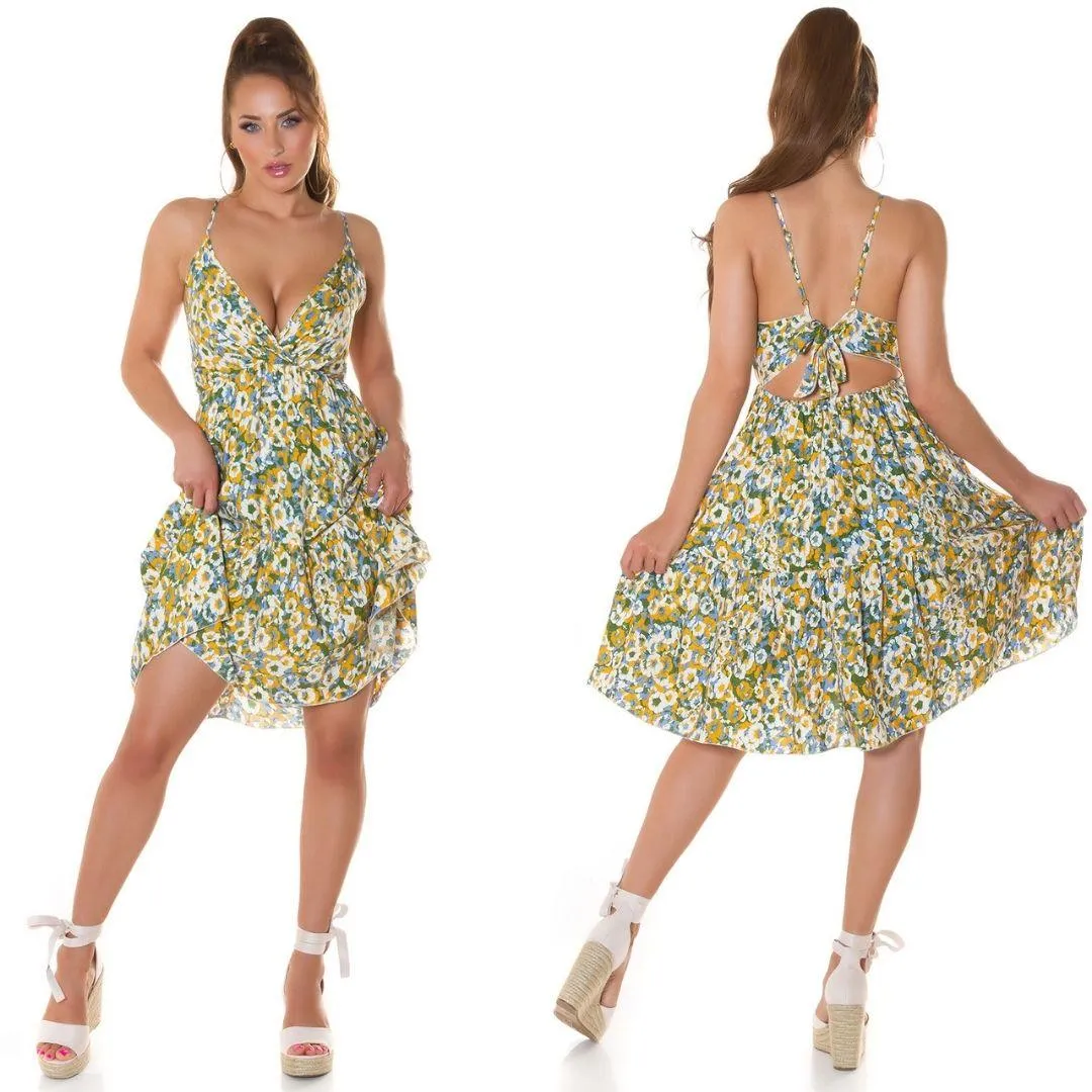 Vestido de moda patrón floral Amarillo