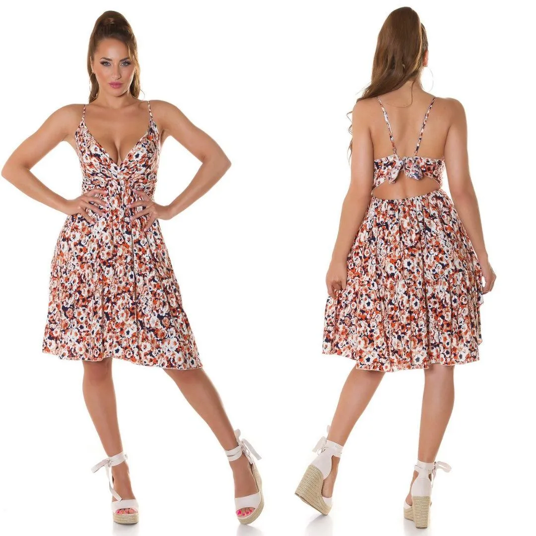 Vestido de moda patrón floral Azul