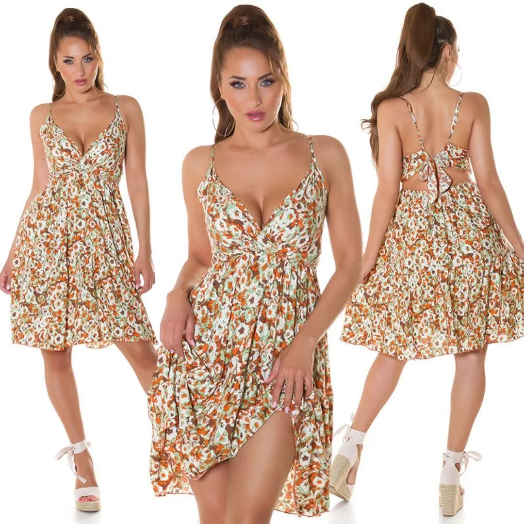 Vestido de moda patrón floral Naranja 